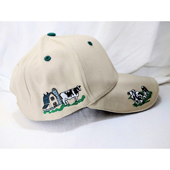Advantage Series Accessories - Adorable! *NEW* Khaki Embroidered Cow Cap Hat Cotton - Farmer 4H Cowgirl Western